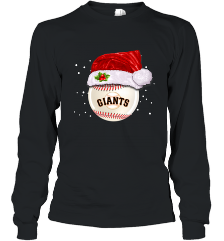 San Francisco Giants Logo Baseball Ball Christmas Santa Hat Xmas Sport Funny Snow Long Sleeve T-Shirt Long Sleeve T-Shirt / Black / S Long Sleeve T-Shirt - jonhlittlestore88