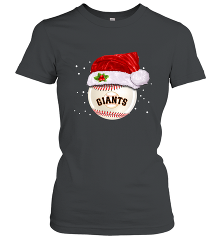 San Francisco Giants Logo Baseball Ball Christmas Santa Hat Xmas Sport Funny Snow Women's T-Shirt Women's T-Shirt / Black / S Women's T-Shirt - jonhlittlestore88