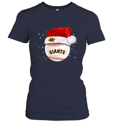 San Francisco Giants Logo Baseball Ball Christmas Santa Hat Xmas Sport Funny Snow Women's T-Shirt