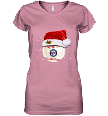 Minnesota Twins Logo Baseball Ball Christmas Santa Hat Xmas Sport Funny Snow Women's V-Neck T-Shirt Women's V-Neck T-Shirt - jonhlittlestore88