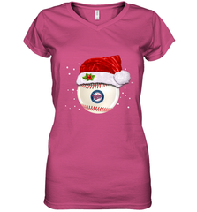 Minnesota Twins Logo Baseball Ball Christmas Santa Hat Xmas Sport Funny Snow Women's V-Neck T-Shirt Women's V-Neck T-Shirt - jonhlittlestore88