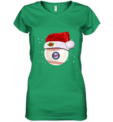 Minnesota Twins Logo Baseball Ball Christmas Santa Hat Xmas Sport Funny Snow Women's V-Neck T-Shirt Women's V-Neck T-Shirt - jonhlittlestore88