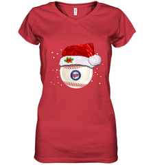 Minnesota Twins Logo Baseball Ball Christmas Santa Hat Xmas Sport Funny Snow Women's V-Neck T-Shirt Women's V-Neck T-Shirt - jonhlittlestore88