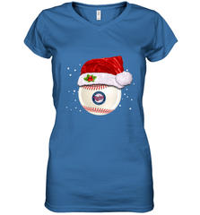 Minnesota Twins Logo Baseball Ball Christmas Santa Hat Xmas Sport Funny Snow Women's V-Neck T-Shirt Women's V-Neck T-Shirt - jonhlittlestore88