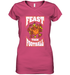 Funny Thanksgiving Turkey Feast Than Football Women's V-Neck T-Shirt Women's V-Neck T-Shirt - jonhlittlestore88