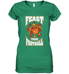 Funny Thanksgiving Turkey Feast Than Football Women's V-Neck T-Shirt Women's V-Neck T-Shirt - jonhlittlestore88
