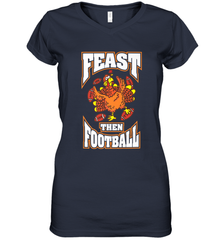 Funny Thanksgiving Turkey Feast Than Football Women's V-Neck T-Shirt Women's V-Neck T-Shirt - jonhlittlestore88