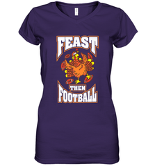 Funny Thanksgiving Turkey Feast Than Football Women's V-Neck T-Shirt Women's V-Neck T-Shirt - jonhlittlestore88