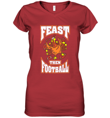 Funny Thanksgiving Turkey Feast Than Football Women's V-Neck T-Shirt Women's V-Neck T-Shirt - jonhlittlestore88