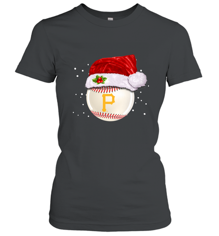 Pittsburgh Pirates Logo Baseball Ball Christmas Santa Hat Xmas Sport Funny Snow Women's T-Shirt Women's T-Shirt / Black / S Women's T-Shirt - jonhlittlestore88