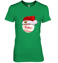 Philadelphia Phillies logo Baseball Ball Christmas Santa Hat Xmas Sport Funny Snow Women's Premium T-Shirt