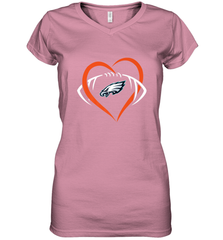 NFL Philadelphia Eagles Heart Love Football Women's V-Neck T-Shirt Women's V-Neck T-Shirt - jonhlittlestore88