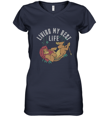 Disney Lion King Simba Living My Best Life Women's V-Neck T-Shirt