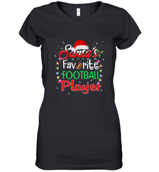 NFL Santa's Favorite Football Player Xmas Light Hat Christmas Women's V-Neck T-Shirt