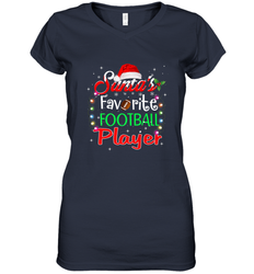 NFL Santa's Favorite Football Player Xmas Light Hat Christmas Women's V-Neck T-Shirt