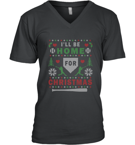 Premium Baseball Ugly Christmas Sweater Pattern Men's V-Neck Men's V-Neck / Black / S Men's V-Neck - jonhlittlestore88
