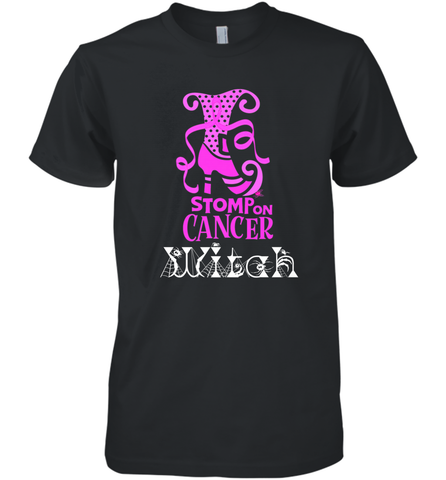 Stomp On Cancer Witch High Heel Breast Cancer Halloween Men's Premium T-Shirt Men's Premium T-Shirt / Black / XS Men's Premium T-Shirt - jonhlittlestore88