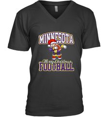 NFL Minnesota Christmas Funny Dabbing Santa playing football Men's V-Neck Men's V-Neck - jonhlittlestore88