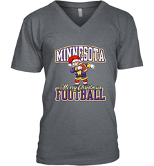 NFL Minnesota Christmas Funny Dabbing Santa playing football Men's V-Neck Men's V-Neck - jonhlittlestore88