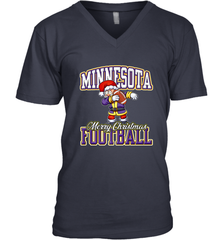 NFL Minnesota Christmas Funny Dabbing Santa playing football Men's V-Neck Men's V-Neck - jonhlittlestore88