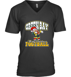 NFL Green Bay Christmas Funny Dabbing Santa Playing Football Men's V-Neck