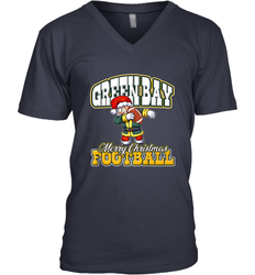NFL Green Bay Christmas Funny Dabbing Santa Playing Football Men's V-Neck