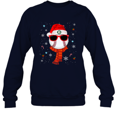 Oakland Athletics Logo Christmas Baseball Player Glasses Santa Hat Pajama Gift Crewneck Sweatshirt