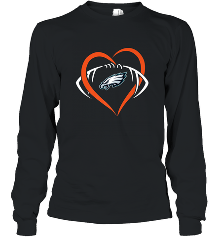 NFL Philadelphia Eagles Heart Love Football Long Sleeve T-Shirt Long Sleeve T-Shirt / Black / S Long Sleeve T-Shirt - jonhlittlestore88