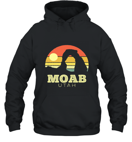 Moab Utah Vintage Sunset Arches Adventure Outdoors Hooded Sweatshirt Hooded Sweatshirt / Black / S Hooded Sweatshirt - jonhlittlestore88
