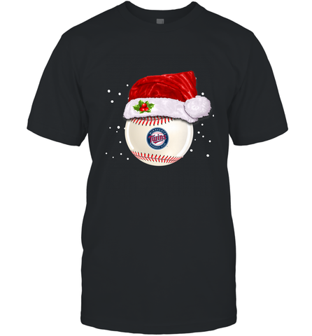 Minnesota Twins Logo Baseball Ball Christmas Santa Hat Xmas Sport Funny Snow Men's T-Shirt Men's T-Shirt / Black / S Men's T-Shirt - jonhlittlestore88