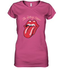 Mens The Rolling Stones Script Tongue Logo Women's V-Neck T-Shirt Women's V-Neck T-Shirt - jonhlittlestore88
