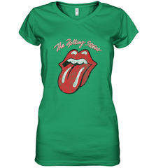 Mens The Rolling Stones Script Tongue Logo Women's V-Neck T-Shirt Women's V-Neck T-Shirt - jonhlittlestore88