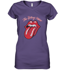 Mens The Rolling Stones Script Tongue Logo Women's V-Neck T-Shirt Women's V-Neck T-Shirt - jonhlittlestore88