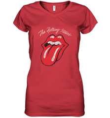 Mens The Rolling Stones Script Tongue Logo Women's V-Neck T-Shirt Women's V-Neck T-Shirt - jonhlittlestore88