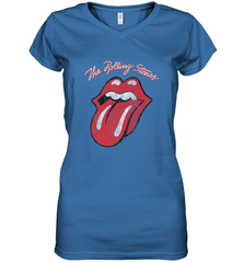 Mens The Rolling Stones Script Tongue Logo Women's V-Neck T-Shirt Women's V-Neck T-Shirt - jonhlittlestore88