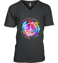 Woodstocks 50th Anniversary Peace Love tee Men's V-Neck