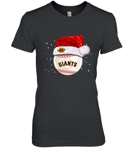 San Francisco Giants Logo Baseball Ball Christmas Santa Hat Xmas Sport Funny Snow Women's Premium T-Shirt Women's Premium T-Shirt / Black / XS Women's Premium T-Shirt - jonhlittlestore88