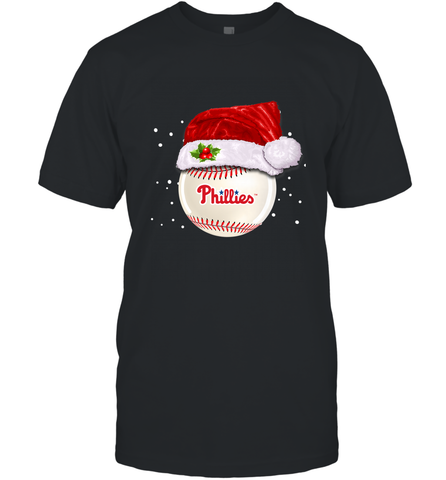 Philadelphia Phillies logo Baseball Ball Christmas Santa Hat Xmas Sport Funny Snow Men's T-Shirt Men's T-Shirt / Black / S Men's T-Shirt - jonhlittlestore88
