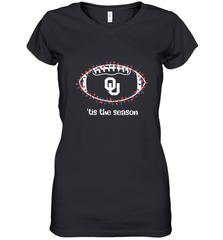NFL Oklahoma Sooners Football And Christmas Lights Women's V-Neck T-Shirt Women's V-Neck T-Shirt - jonhlittlestore88