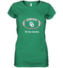 NFL Oklahoma Sooners Football And Christmas Lights Women's V-Neck T-Shirt Women's V-Neck T-Shirt - jonhlittlestore88