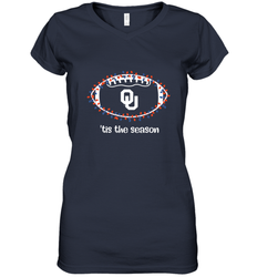 NFL Oklahoma Sooners Football And Christmas Lights Women's V-Neck T-Shirt
