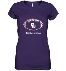 NFL Oklahoma Sooners Football And Christmas Lights Women's V-Neck T-Shirt Women's V-Neck T-Shirt - jonhlittlestore88