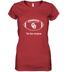 NFL Oklahoma Sooners Football And Christmas Lights Women's V-Neck T-Shirt Women's V-Neck T-Shirt - jonhlittlestore88