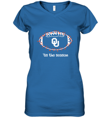 NFL Oklahoma Sooners Football And Christmas Lights Women's V-Neck T-Shirt Women's V-Neck T-Shirt - jonhlittlestore88