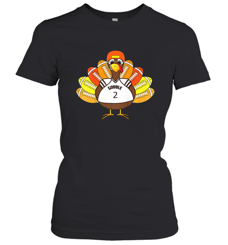Cool Thanksgiving Football Shirt _ Gobble Player Turkey Gift Women's T-Shirt Women's T-Shirt / Black / S Women's T-Shirt - jonhlittlestore88
