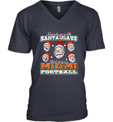 NFL Miami Christmas Funny Santa Claus Watching Football Men's V-Neck