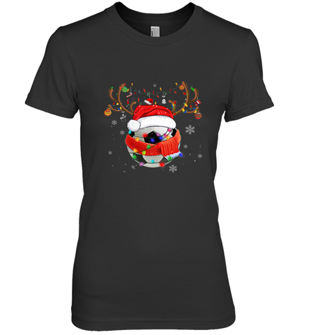 Santa Hat Soccer Reindeer Christmas Funny Players Football Women's Premium T-Shirt Women's Premium T-Shirt / Black / XS Women's Premium T-Shirt - jonhlittlestore88
