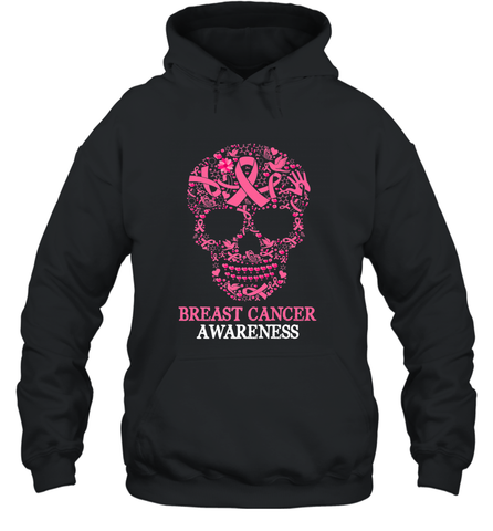 Tattoo Skull Halloween Breast Cancer Awareness Hooded Sweatshirt Hooded Sweatshirt / Black / S Hooded Sweatshirt - jonhlittlestore88