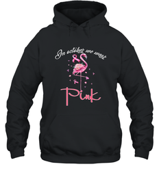 In October We Wear Pink Pumpkin Breast Cancer Halloween Hooded Sweatshirt