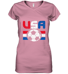 Distressed Red, White and Blue Soccer Flag Shirts of the USA Women's V-Neck T-Shirt Women's V-Neck T-Shirt - jonhlittlestore88